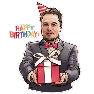 🎁 0fe976d9 Elon Musk HAPPY BIRTHDAY! Elon Musk, compleanno, regalo, festa, party, uomo, abito telegram sticker