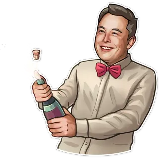 🥳 211e58a8 Elon Musk elon musk, uomo d'affari, champagne, papillon, celebrazione, fondatore telegram sticker