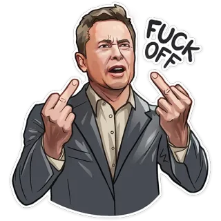 🖕 254698aa Elon Musk FUCK OFF elon musk, dito medio, offensivo, vaffanculo, imprenditore, miliardario, tech, ceo telegram sticker
