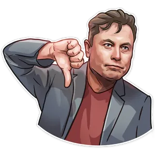 👎 67a5be5f Elon Musk elon musk, pollice verso il basso, uomo d'affari, imprenditore, tesla, meme telegram sticker