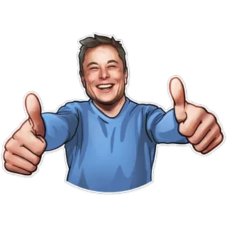 👍 757e5613 Elon Musk Elon Musk, Pollice in su, Uomo d'affari, Tecnologia, Positivo, Approvazione telegram sticker