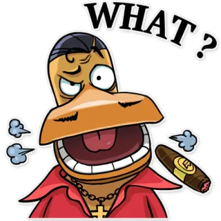 😲 1fbffdc5 WHAT? bebek, kartun, lucu, pertanyaan, merokok, cerutu whatsapp sticker