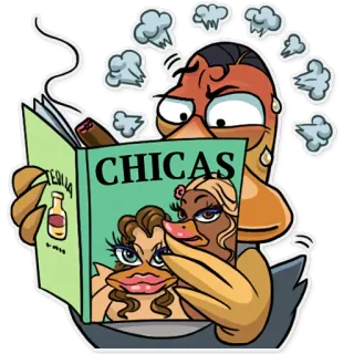 😵 b6737cc6 CHICAS bebek, kartun, majalah, cewek, membaca, tequila, marah whatsapp sticker