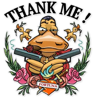 😎 b957bac6 THANK ME! bebek, senjata, mawar, fortuna, kartun, karakter, terima kasih whatsapp sticker