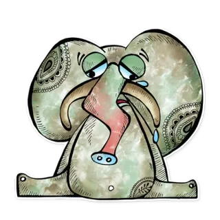 😔 123f9b96 코끼리, 슬픈, 울음, 눈물, 동물 telegram sticker