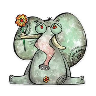 🌹 1c80bae4 코끼리, 꽃, 만화, 동물, 귀여운 telegram sticker
