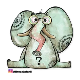 😳 843e765d 코끼리, 만화, 동물, 물음표, 귀여운 telegram sticker