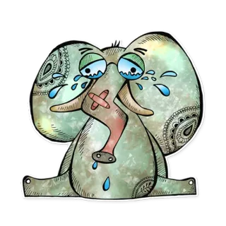 😭 db9e30e9 코끼리, 울음, 슬픈, 만화, 부상 telegram sticker
