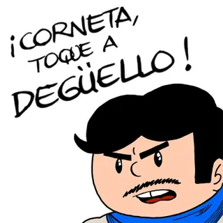 😵 35f1906b ¡CORNETA, TOQUE A DEGÜELLO! 漫画, 怒り, 口ひげ, トランペット, 暴力 telegram sticker