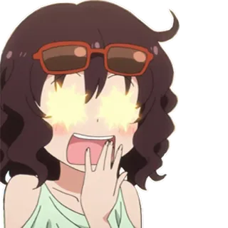 ✨ b5ed7fdf Anime Mädchen, Cartoon, Sonnenbrille, Fröhlich, Aufgeregt, Funkelnde Augen telegram sticker