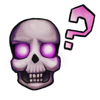 ❓ 699fd69c หัวกะโหลก, เครื่องหมายคำถาม, สีม่วง, สติกเกอร์ telegram sticker