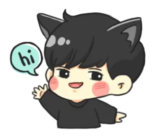 ✋ 0e78124b hi telinga kucing, anime, hai, imut, salam telegram sticker