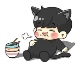 🍚 ad4a798f kucing, anime, kartun, makan, makanan, perut telegram sticker