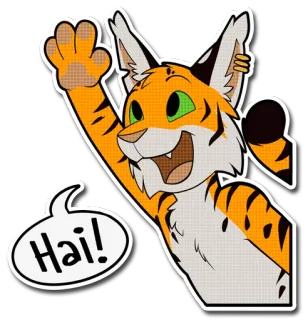 😃 2cb1b323 Hai! animal, saludo, dibujo animado, tigre, hola, alegre, peludo telegram sticker