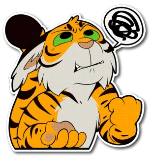 😵 7eab79e8 tigre, dibujos animados, enojado, frustrado, animal, mamífero, pegatina telegram sticker