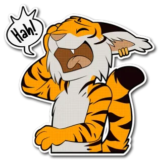 😂 96c85204 Hah! tigre, dibujos animados, animal, jaja, riendo, gracioso, expresión telegram sticker