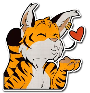 😘 a53d700e tigre, animal, pegatina, dibujos animados, corazón, amor, beso telegram sticker