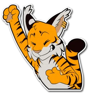 😄 b9b6509b tigre, animal, dibujos animados, feliz, celebración, positivo, felino telegram sticker