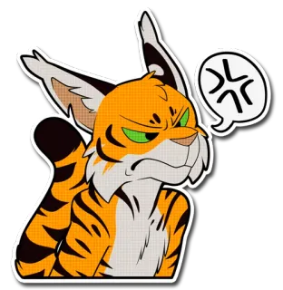 💢 d41923da enojado, tigre, felino, dibujos animados, animal, expresión, gruñón telegram sticker