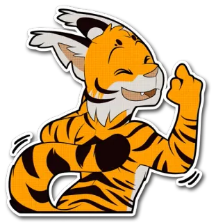 🎶 e490c2aa animal, tigre, dibujos animados, gesto ofensivo, dedo corazón, pegatina telegram sticker