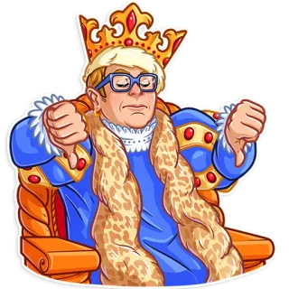 👎 277046d8 koning, kroon, duim omlaag, afkeuring, cartoon, koninklijk telegram sticker