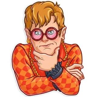 🤔 a690caf4 Elton John Elton John, muziek, zanger, pop, cartoon telegram sticker