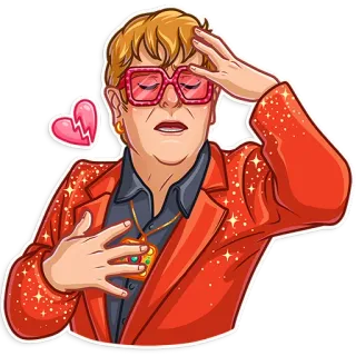 💔 c91c9f45 Elton John Elton John, zanger, gebroken hart, muzikant, glitters telegram sticker