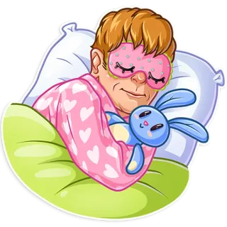 😴 f7513d97 slaap, slapen, persoon, nacht, cartoon, kussen, deken, konijn telegram sticker
