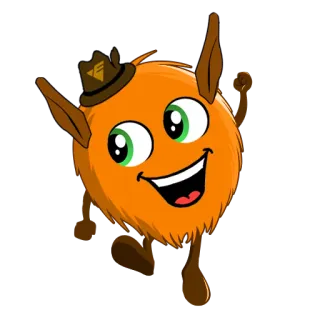 😄 5208ba65 สิ่งมีชีวิตสีส้ม, การ์ตูน, มีความสุข, มาสคอต, เป็นมิตร, หมวก whatsapp sticker