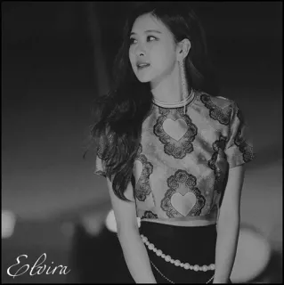 😌 32bdf34c Elvira phụ nữ, người, ca sĩ, chân dung, trắng đen telegram sticker