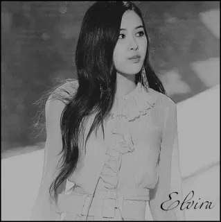 😳 3355ffff Elvira chân dung, phụ nữ, trắng đen, nghệ thuật, bộ lọc telegram sticker