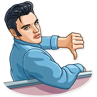 👎 163999af Elvis Presley elvis, pouce vers le bas, je n'aime pas, rock'n'roll, musique telegram sticker