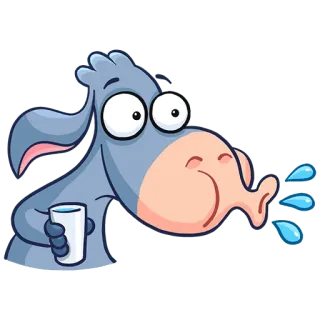 😱 cebeed08 cartoon, animal, donkey, drink, funny, cute telegram sticker
