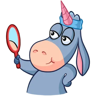 😍 dd246485 unicorn, cartoon, cute, animal, magic, fantasy, mirror telegram sticker
