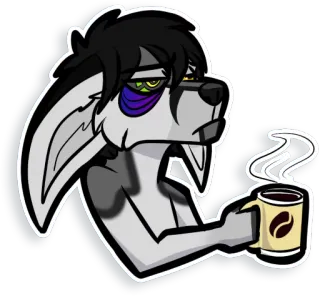 ☕️ 150ad612 Фурри, Антропоморфный, Кофе, Уставший, Мультфильм, Животное whatsapp sticker