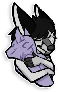 ❤️ 8cf93a26 Yich Фурри, Антропоморфный, Животное, Объятие, Волк, Персонаж whatsapp sticker