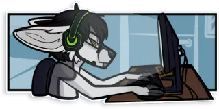 💼 9dffc4a7 Фурри, Геймер, Компьютер, Антро, Стол, Игры, Наушники whatsapp sticker