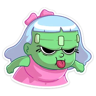 😛 54a75407 좀비, 괴물, 만화, 귀여운, 웃긴, 스티커, 할로윈 telegram sticker