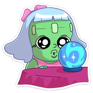 🔮 ed485010 만화, 점쟁이, 수정구슬, 마법, 귀여운, 스티커 telegram sticker