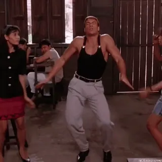 🕺 948e8b36 Jean-Claude Van Damme tanzen, kampfkunst, action, film, schauspieler, muskeln, vintage, 90er telegram sticker