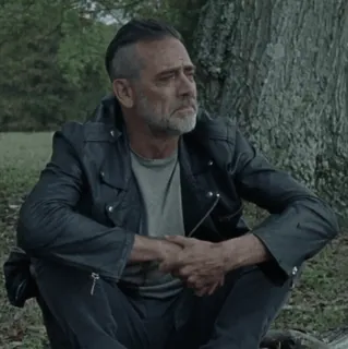 🪨 aa3f7ab5 Negan The Walking Dead fernsehen, negan, the walking dead, schauspieler, sitzen, lederjacke telegram sticker