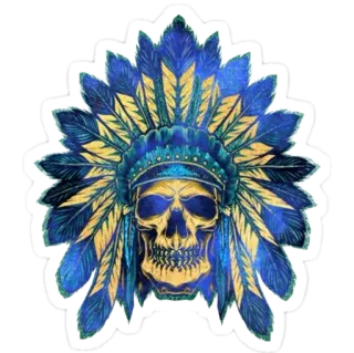 🌟 f0a3d0c2 Schädel, Kopfschmuck, Indianer, Federn, Indianer, Tribal, Kultur telegram sticker