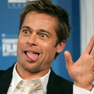 😋 e5633d86 Brad Pitt celebrity, actor, funny face, tongue out, goofy, portrait telegram sticker