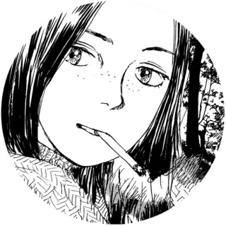 😉 0a502bb7 흡연, 담배, 만화, 미술, 여자, 일러스트, 드로잉, 초상화 telegram sticker