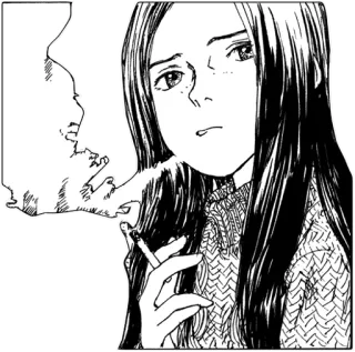 😕 16efb2ad 담배, 흡연, 여자, 만화, 미술, 애니메이션, 일러스트 telegram sticker