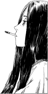 🍂 171f36d3 흡연, 담배, 여자, 애니메이션, 만화, 초상화 telegram sticker