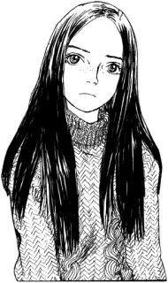 😐 4b7c15cd 여자, 소녀, 긴 머리, 인물 사진, 만화, 일러스트, 스케치 telegram sticker