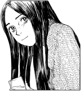 🥃 54bf276b 여자, 만화, 인물 사진, 일러스트, 흑백, 머리카락 telegram sticker