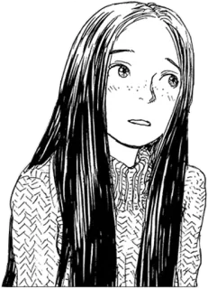 😬 7a17ddd2 여자, 소녀, 만화, 일러스트, 인물 사진, 흑백 telegram sticker