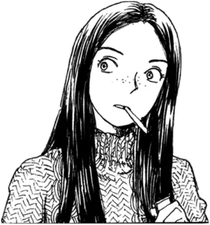 😲 7b2a0bd2 여자, 흡연, 담배, 만화, 흑백, 초상화 telegram sticker